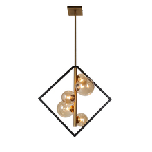 Dainolite GLA-215P-MB-VB - 5 Light Pendant, Matte Black / Vintage Bronze Finish, Champagne Glass